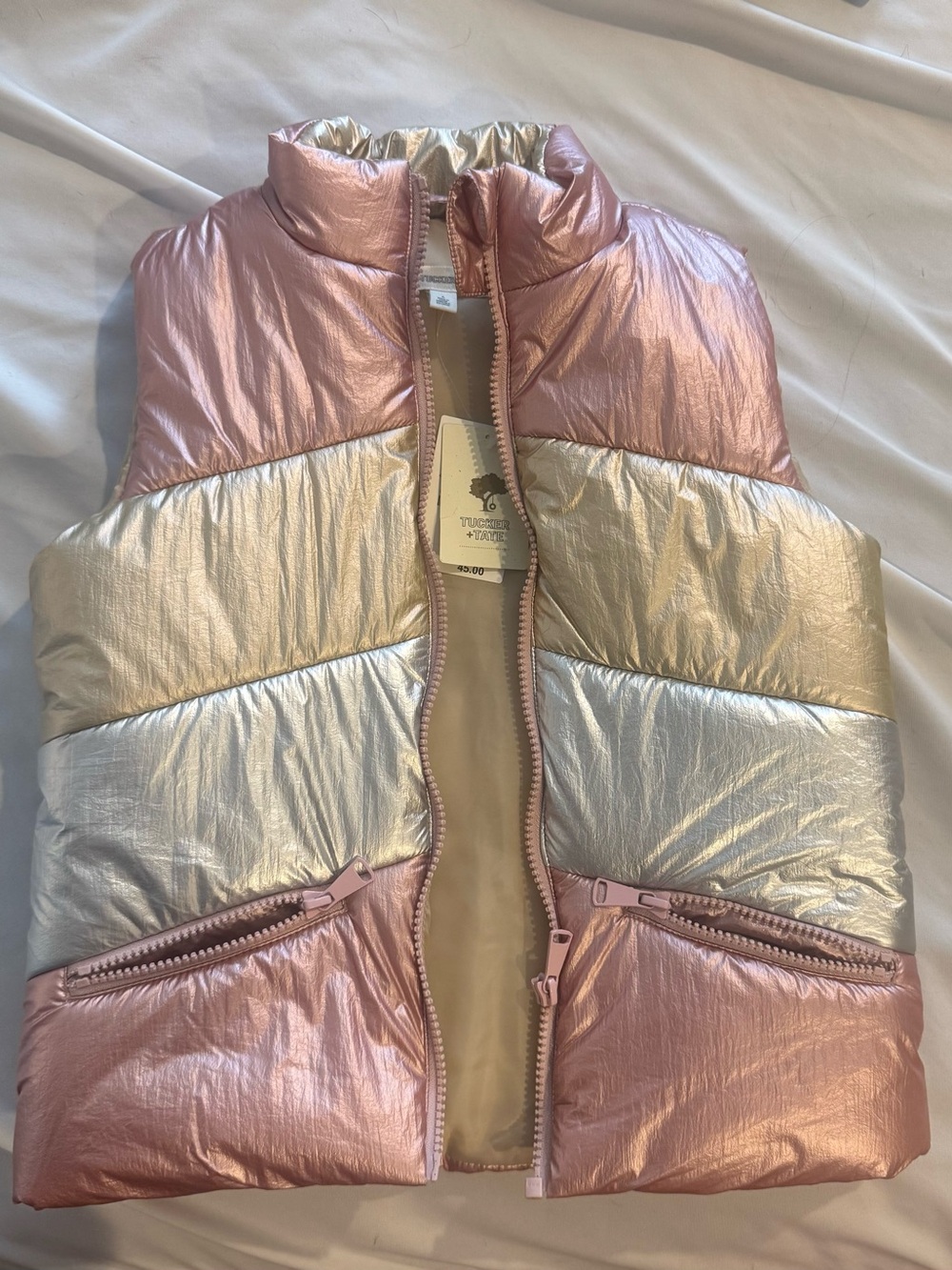 Tucker + Tate Metallic Pink, Silver & Gold Puffer Vest